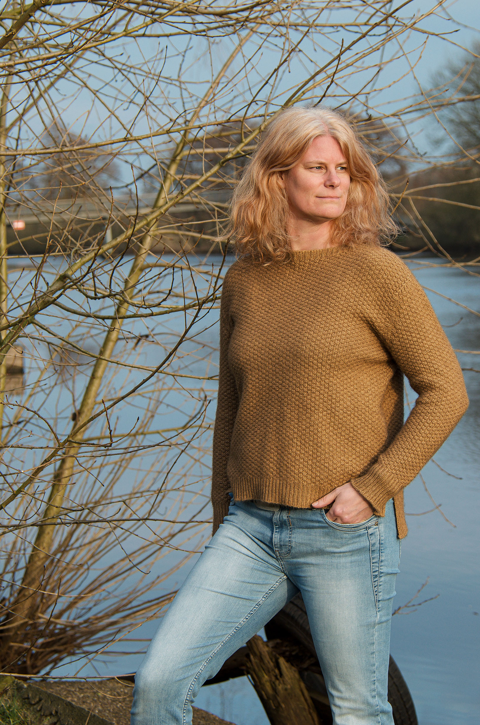 kastiger Pullover im Perlmuster