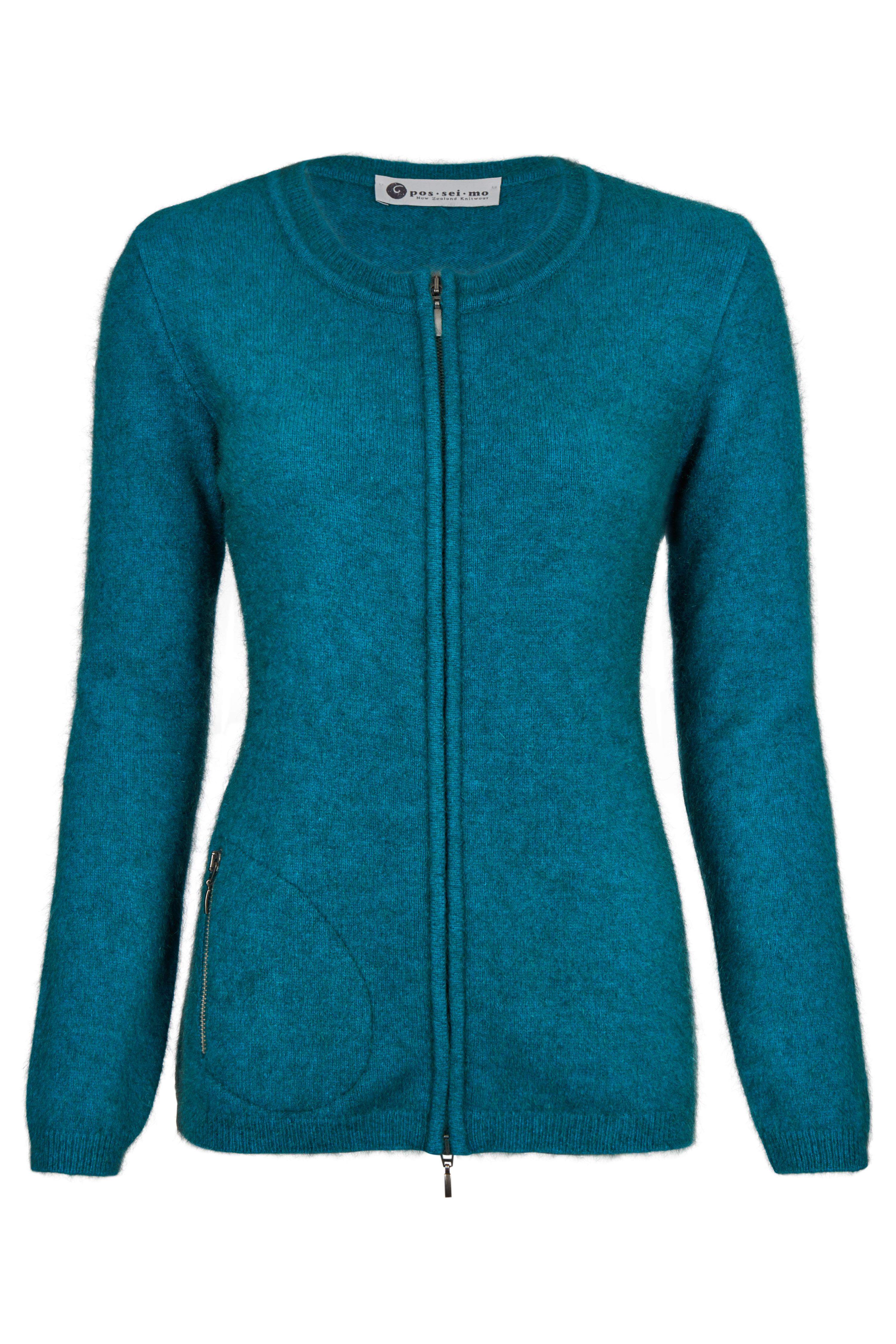 Rundhalsjacke mit Reißverschluss