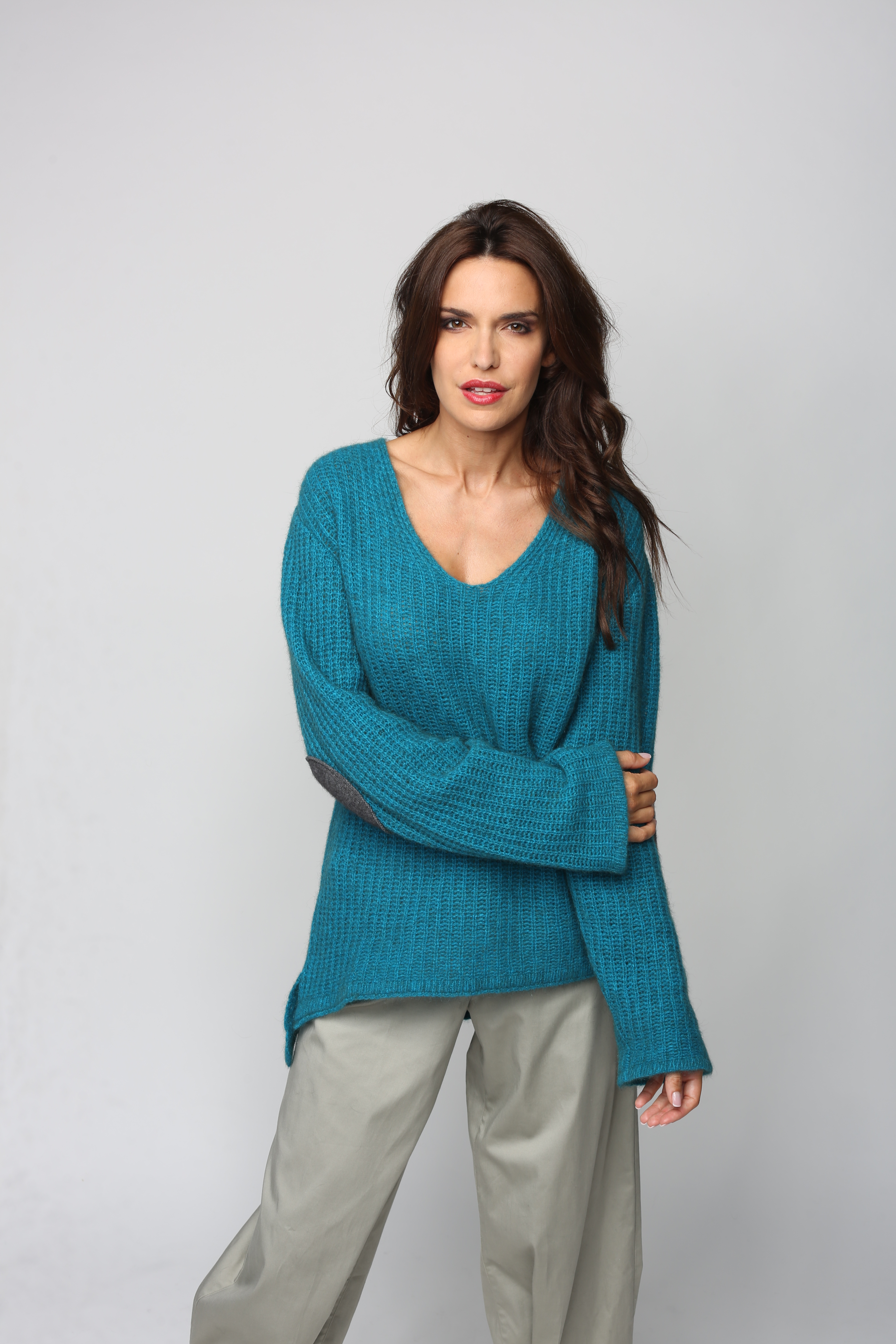 V-Pullover Grobstrick Oversize