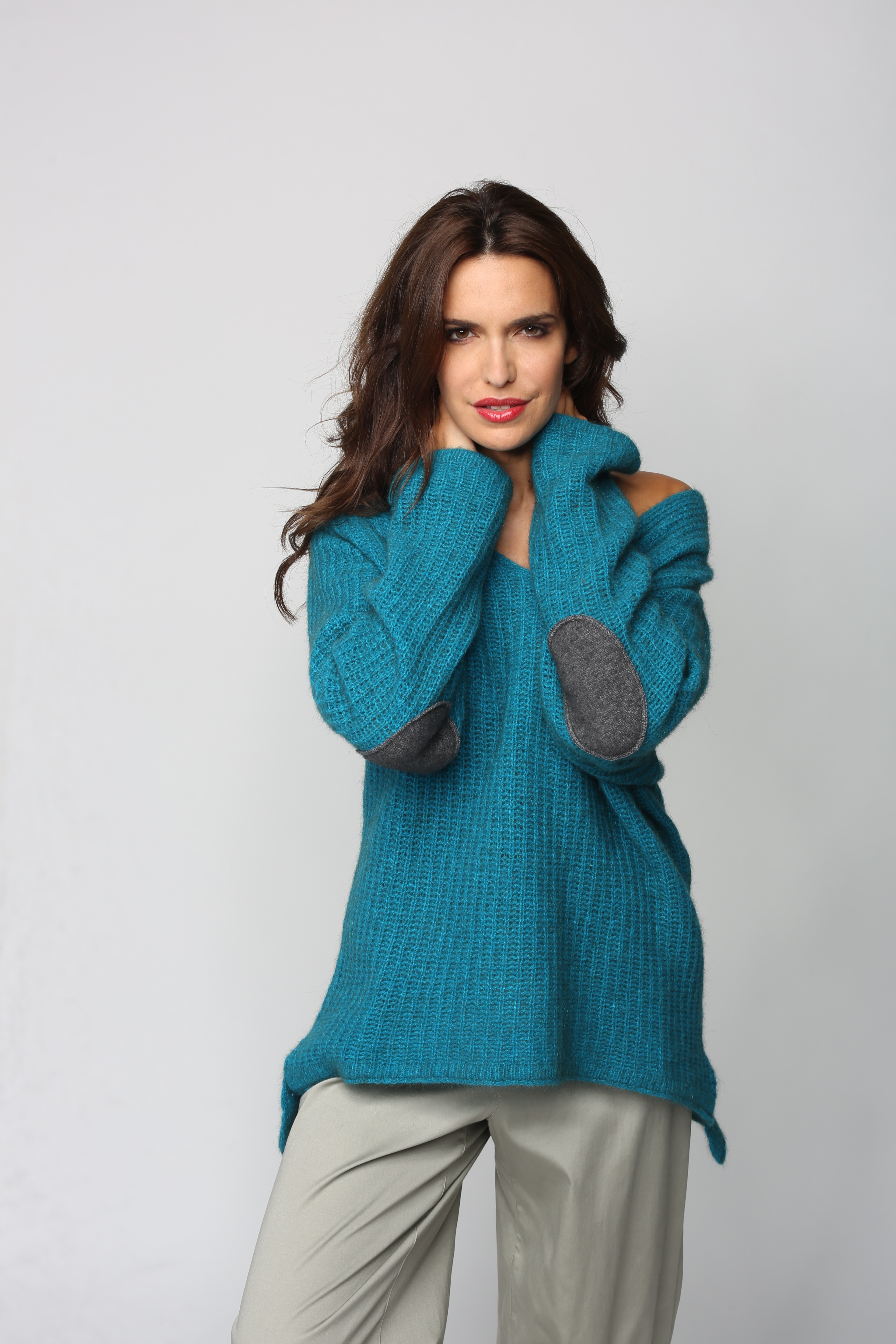 V-Pullover Grobstrick Oversize
